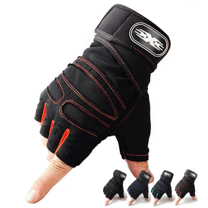 Heavyweight Gym Training Gloves — Men & Women Half-Finger Non-Slip Weightlifting Gloves with Wrist Support