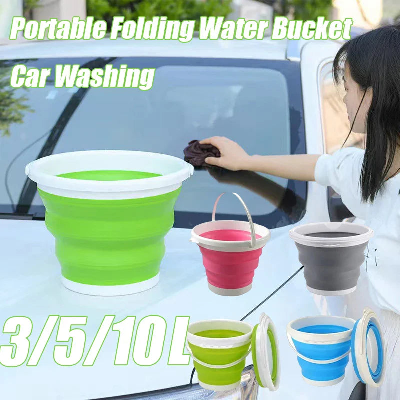 3L Folding Silicone Bucket | Portable Collapsible Bucket for Car Wash, Fishing, Travel & Home Storage