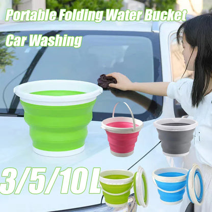 3L Folding Silicone Bucket | Portable Collapsible Bucket for Car Wash, Fishing, Travel & Home Storage
