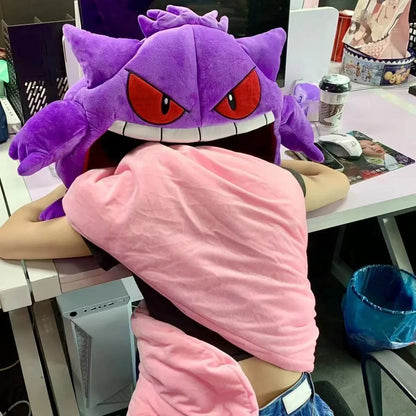 Cartoon Anime Pokémon Gengar Sleeping Pillow – Dual-Purpose Nap Blanket & Plush Toy Doll