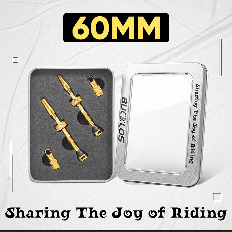 BUCKLOS Tubeless Presta Valves 40–100mm — Aluminum Alloy Bike Valve Stem for Road & MTB