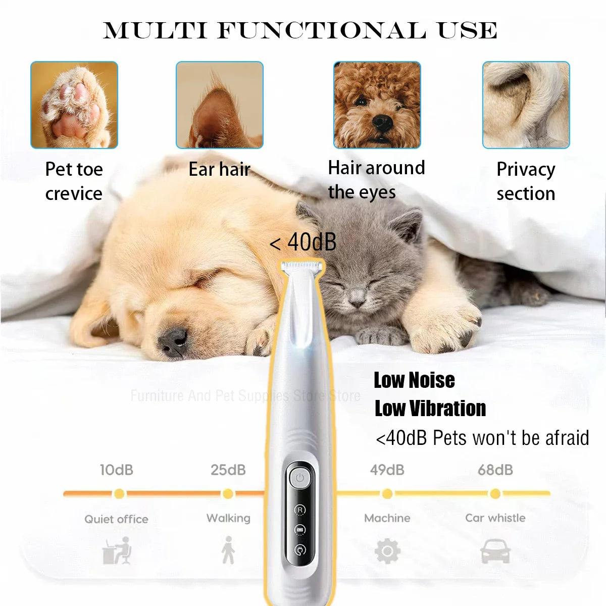 New Waterproof LED Dog Paw Trimmer – Pet Hair Clippers with LED Display & 18mm Wide Blade