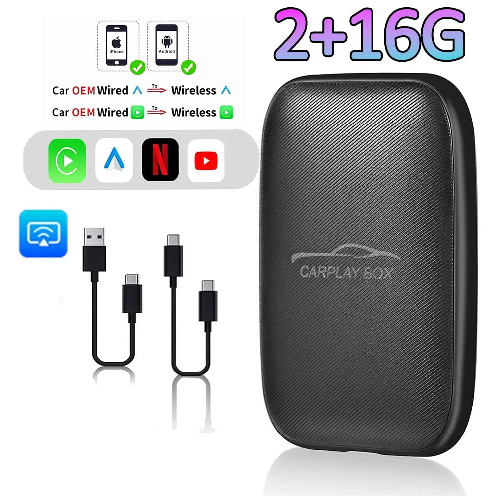 5-in-1 CarPlay AI Box – Wireless Android Auto Adapter and Multimedia Player for YouTube, Netflix, and Auto Connect