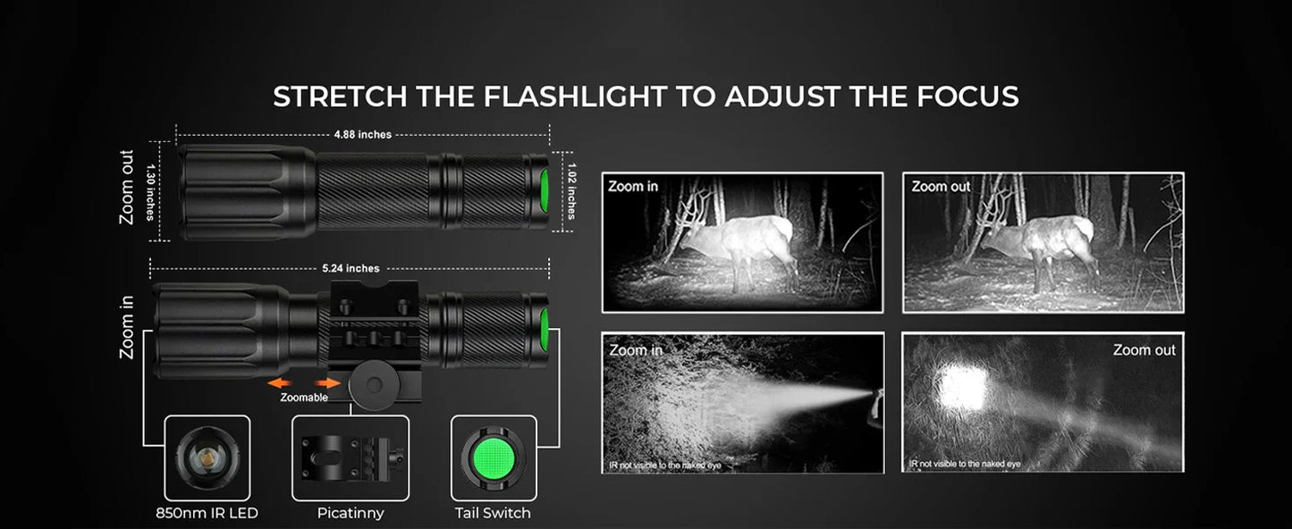 Night Vision Rifle Scope – IR850 Infrared Tactical Monocular with MOA Recording & Range Finder