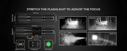 Night Vision Rifle Scope – IR850 Infrared Tactical Monocular with MOA Recording & Range Finder