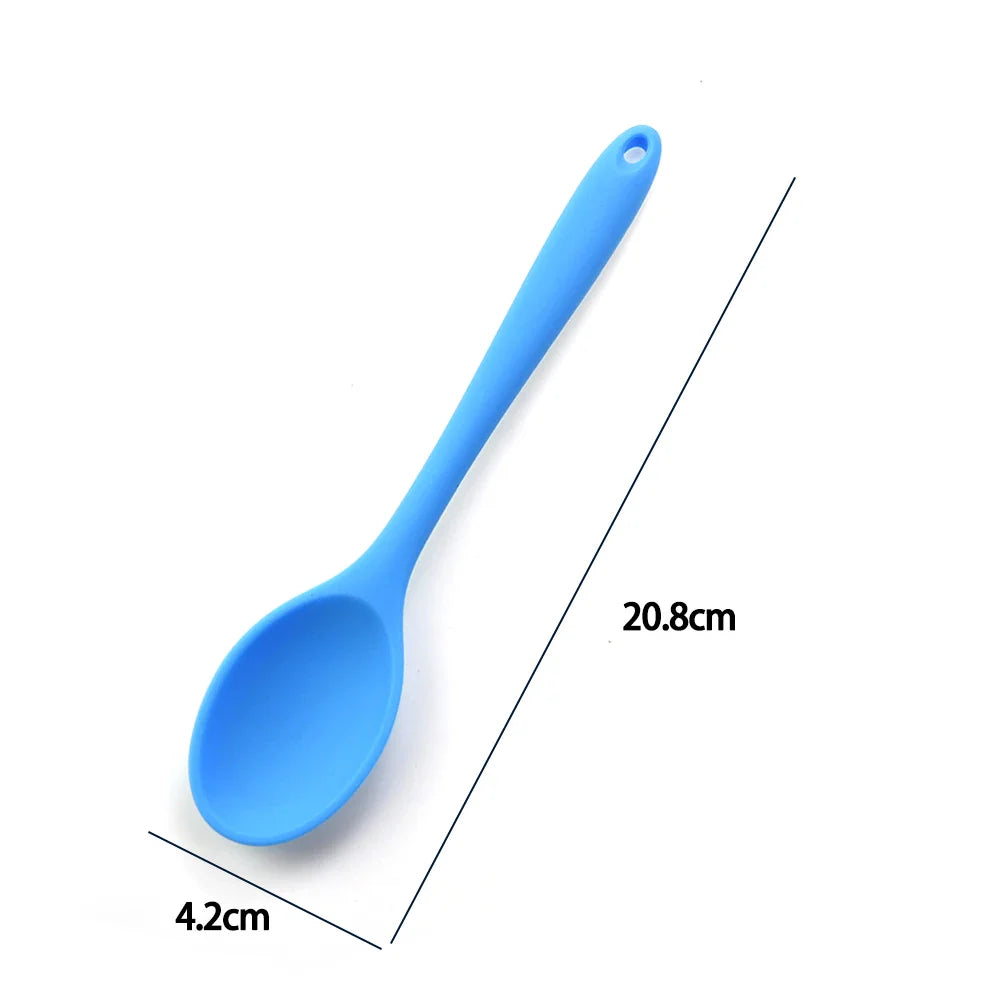 Soft Silicone Cooking Spoon - Long Handle Stirring Ladle for Kitchen Use - Essential Cooking Utensil