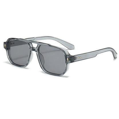 Retro Double Bridge Square Sunglasses — Luxury Fashion Rivet Design UV400 Shades for Men & Women