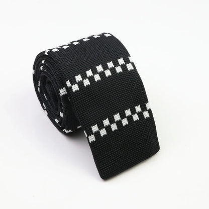 Classic Knit Neck Tie for Men — 6cm Plaid & Dots Casual Business Wedding Tie