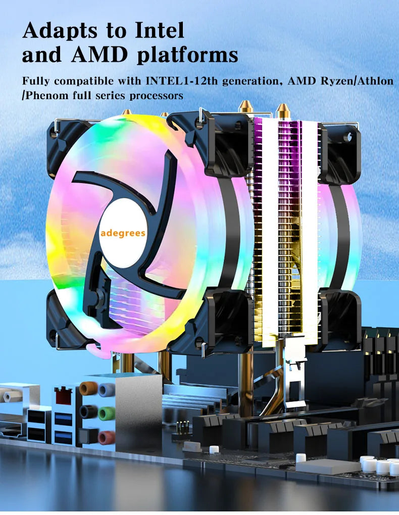 CPU Air Cooler X79/X99 — 3-Pin/4-Pin PWM Fan for Intel LGA 1366/1151/1155/1200/1700/2011 & AMD AM3/AM4/AM5