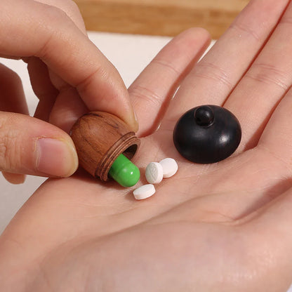 Mini Wood Acorn Pendant Box - 5/1Pcs Portable Multi-Purpose Rescue Pill Case & DIY Storage Container