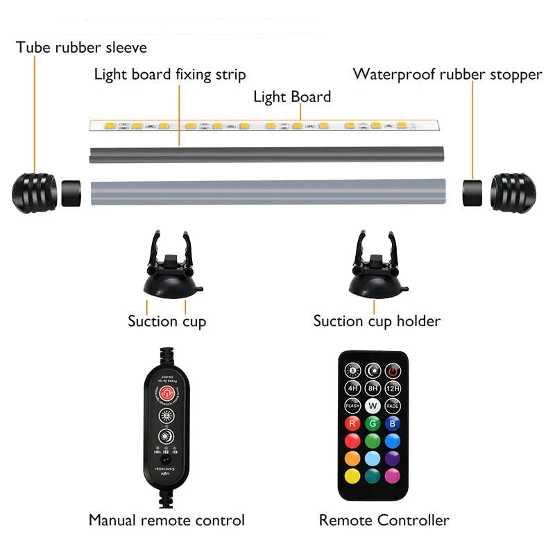 21 LED Aquarium Light with Remote Control - RGB Diving Lamp for Fish Tanks & Plant Growth - EU Plug
