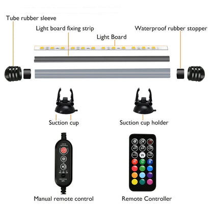 21 LED Aquarium Light with Remote Control - RGB Diving Lamp for Fish Tanks & Plant Growth - EU Plug