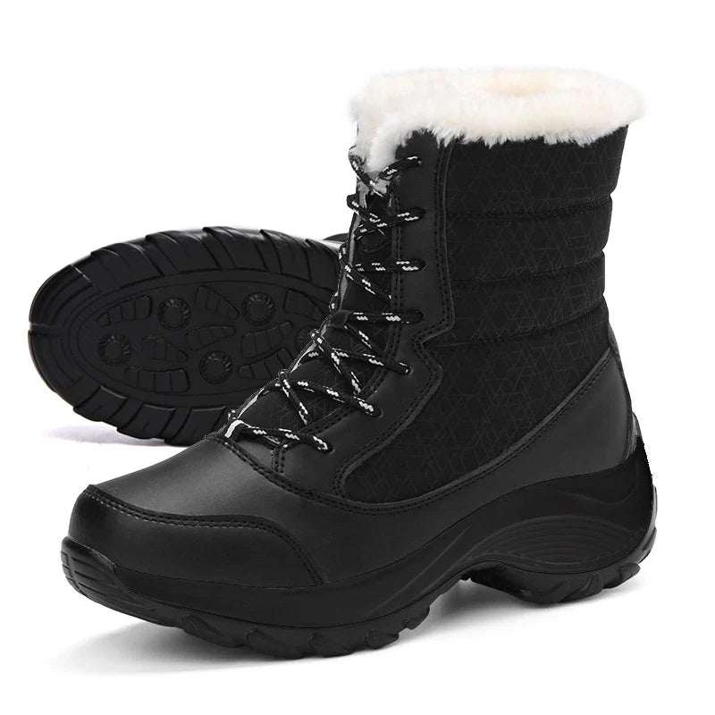 Women’s Snow Boots — Non-Slip Waterproof Fur-Lined Platform Ankle & Thigh-High Winter Boots with Wedges