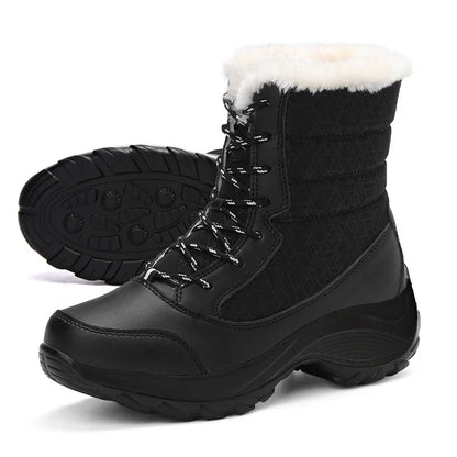 Women’s Snow Boots — Non-Slip Waterproof Fur-Lined Platform Ankle & Thigh-High Winter Boots with Wedges