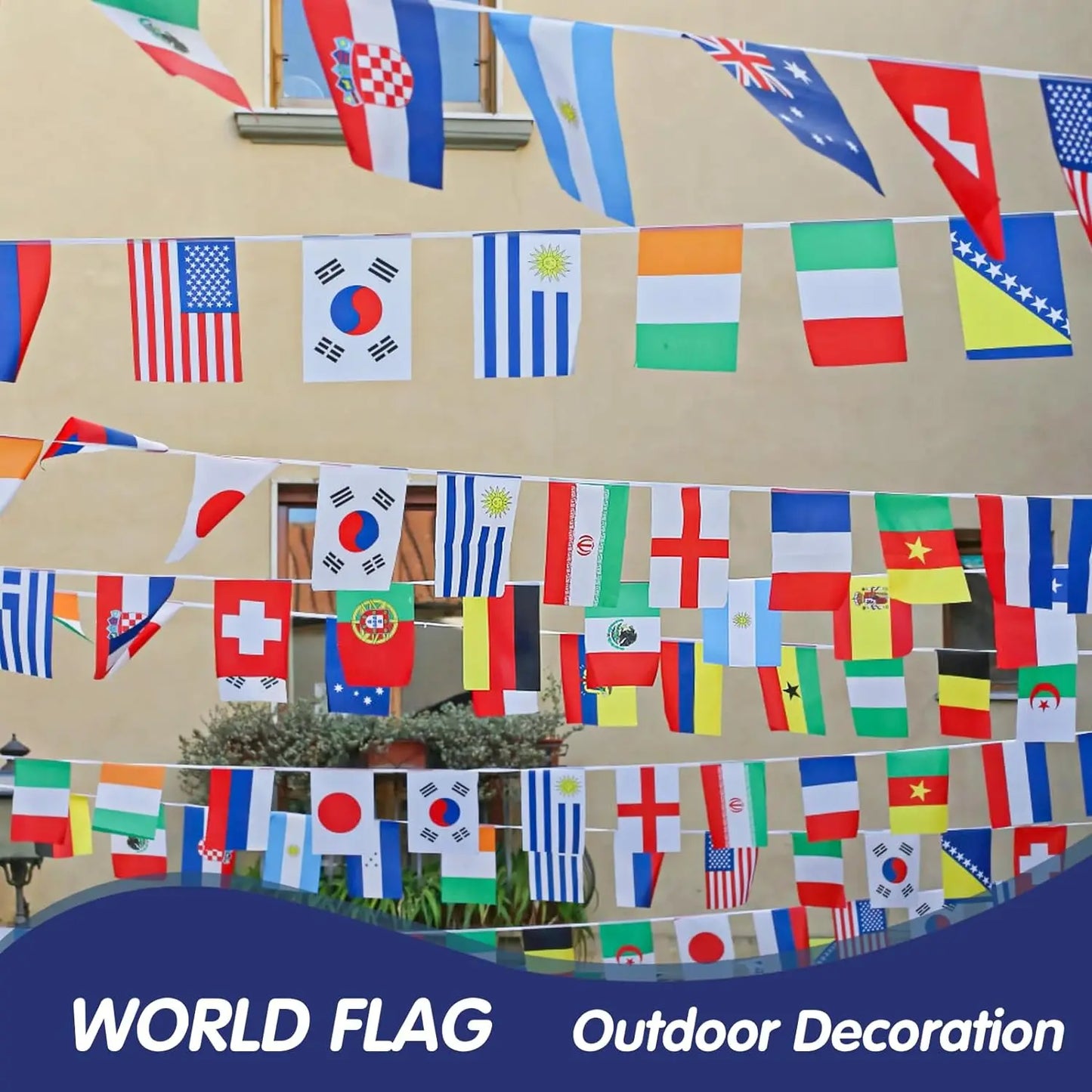 World Flags String Banner – 100 Countries International Hanging Pennant for Sports, School & Club Decoration