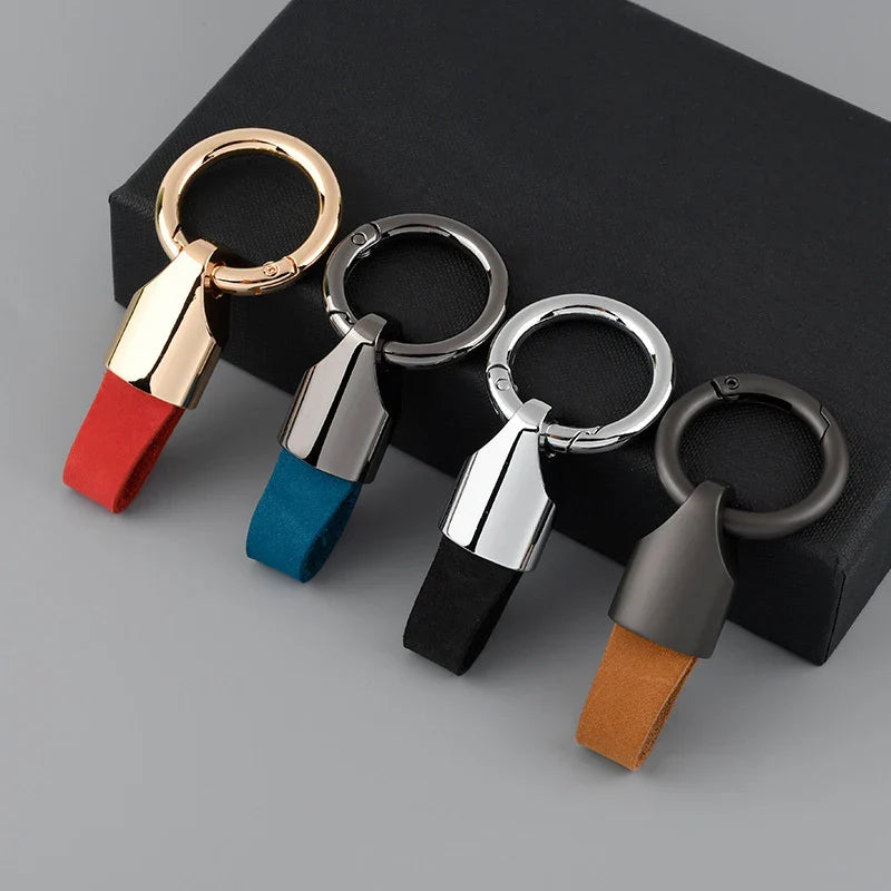 Luxury Leather Key Chain - Fashionable Durable Keychain for Men & Women, Car Key Ring Holder with Horseshoe Buckle, Gift Accessories