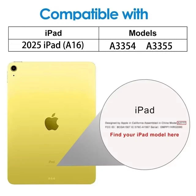 2PCS iPad 10th/11th Gen 10.9" 2025 Glass Screen Protector & Tablet Case for A16 A3354 A3355 A2696 A2757