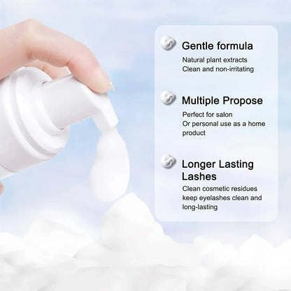 50ml Lanthome Eyelash Extension Shampoo Foam – Deep Clean Eyelid Cleanser for Makeup Tools, Mascara Remover, Salon & Home Use