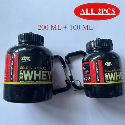 100/200ML Portable Mini Protein Powder Bottle — Keychain Health Container with Funnel for Sports & Outdoors