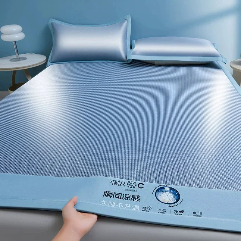 Cooling Bed Mat for Summer - Breathable Non-Slip Foldable Sleeping Pad with Pillowcase for Home