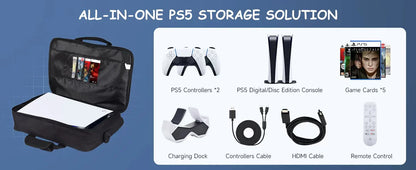 PS5 Travel Case - Protective Carry Bag for PS5 Disc/Digital Console, Controllers, Game Cards & Headset