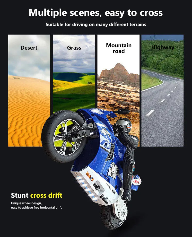 1/6 Scale RC Electric Racing Motorcycle – High-Speed 4CH Remote Control Drift Car Toy for Boys