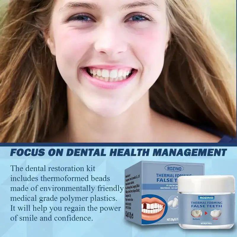 Moldable False Teeth Repair Kit – Tooth Granules & Beads for Temporary Filling, Broken Tooth Fix, Thermal Fit Q6N2