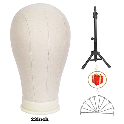 21-23 Inch Mannequin Head with Wig Stand – Canvas Head for Wig Making & Display