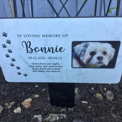 Personalized Pet Memorial Stake – Acrylic Grave Marker for Dog & Cat with Photo & Text