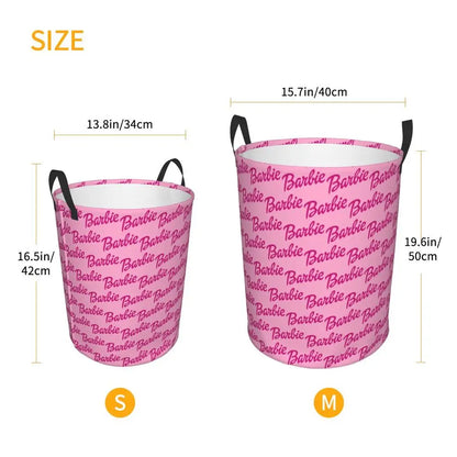 Custom Barbie Logo Laundry Basket – Collapsible Large Capacity Clothes Storage Bin, Disney Baby Hamper