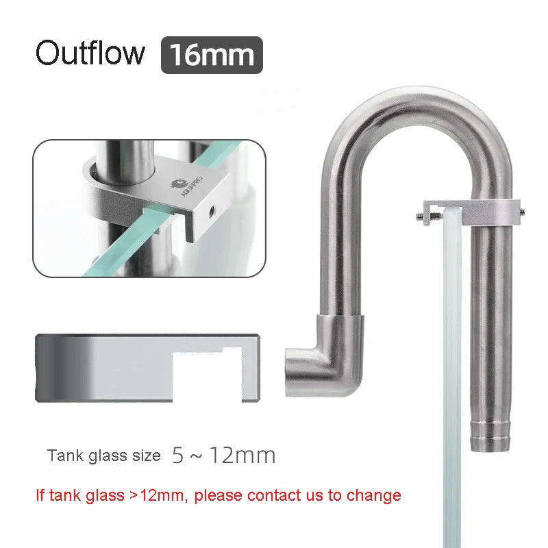 AQUAPRO Mini Stainless Steel Skimmer – Inlet & Outlet Pipes for Aquarium Fish Tanks, Filtro Accessories