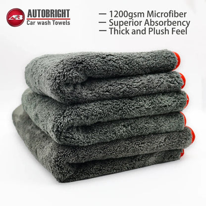 AUTOBRIGHT 1200GSM Microfiber Car Cleaning Towels – Ultra-Soft Wash & Dry Cloths