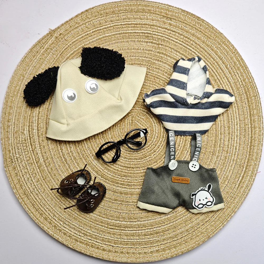 17cm Labubu Plush Doll Clothes – Macaron Outfit, Hair Accessories, DIY Clothing for V1 V2 Dolls & Kids Gift