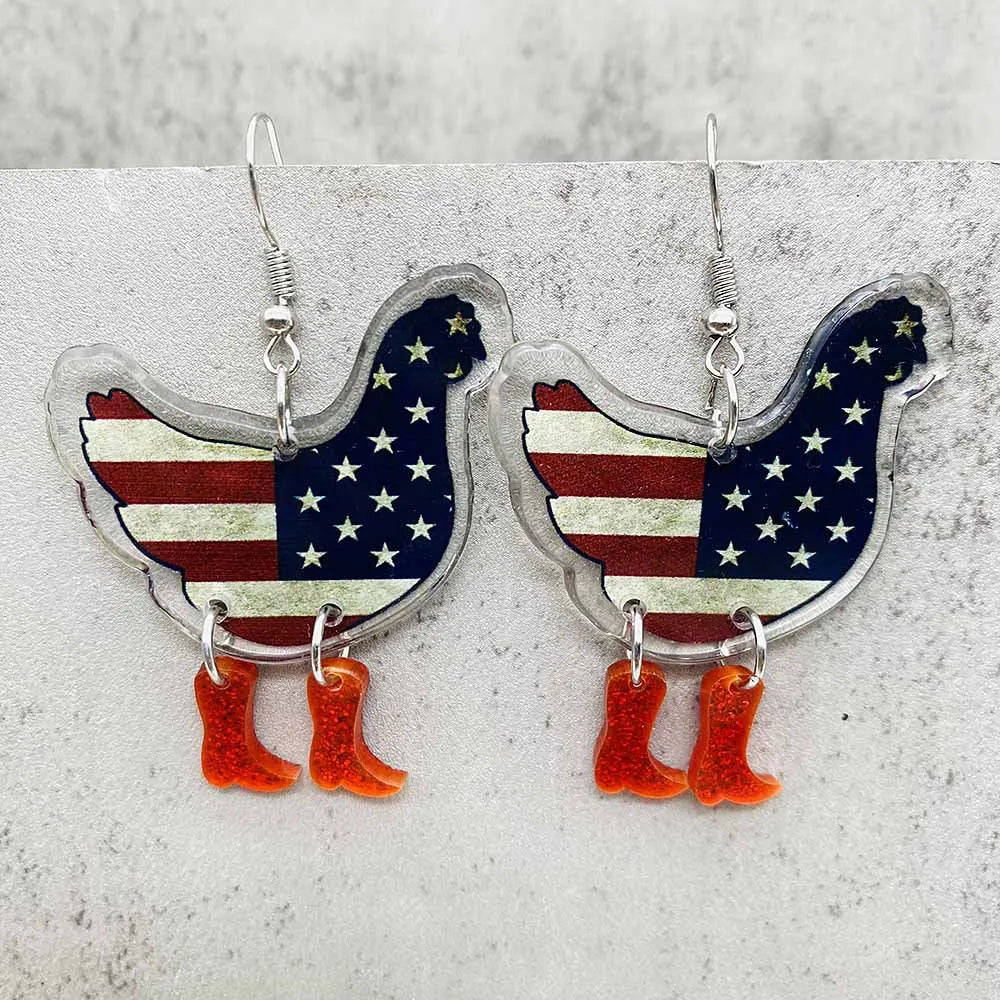 Patriotic Sunflower Acrylic Earrings - 4th of July American Flag Jewelry Gifts for Women Independence Day Parties