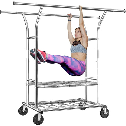 Rubi Clothes rack Heavy duty clothes rack with wheels bearing 630LBS clothes rack for rolling