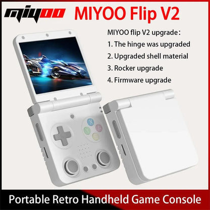 MIYOO Flip V2 Handheld Retro Game Console – 3.5'' IPS Screen, Compact & Portable Gaming Device for Travel or Gifts