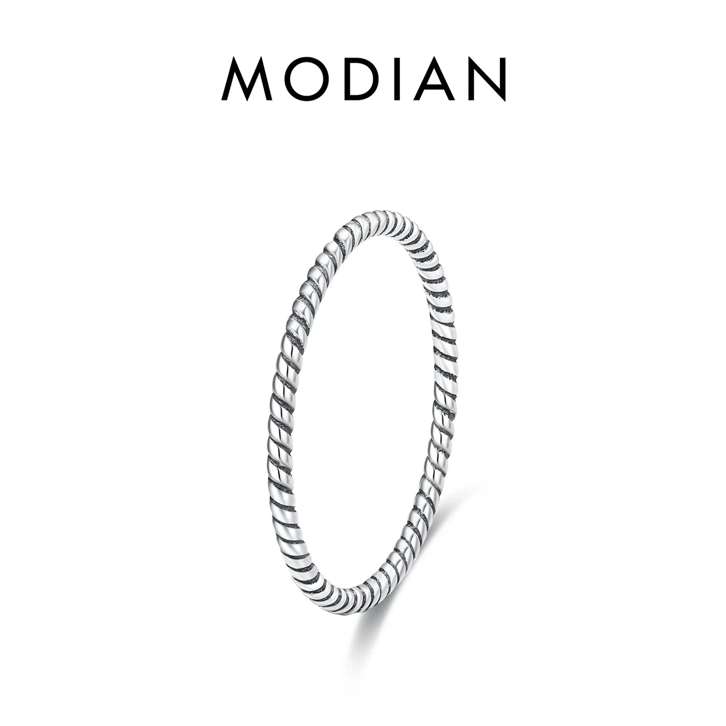 MODIAN 925 Sterling Silver Stackable Ring – Classic Wave Geometric Finger Ring, Fashion Jewelry for Women