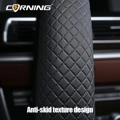 38cm PU Leather Steering Wheel Cover — Anti-Slip, Breathable Fiber Braid, Universal Car Accessory