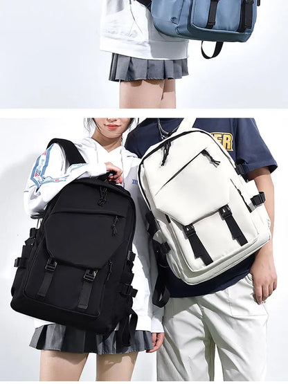 15 Inch Polyester Waterproof Men’s Backpack – Simple, Fashionable Student & Couple Computer Bag