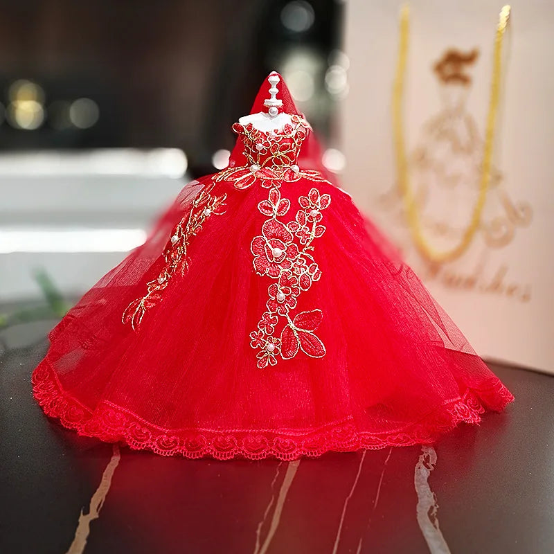 1/6 Mini Bride Doll Wedding Gown Set – Display Mannequin with Stand for Doll Clothes