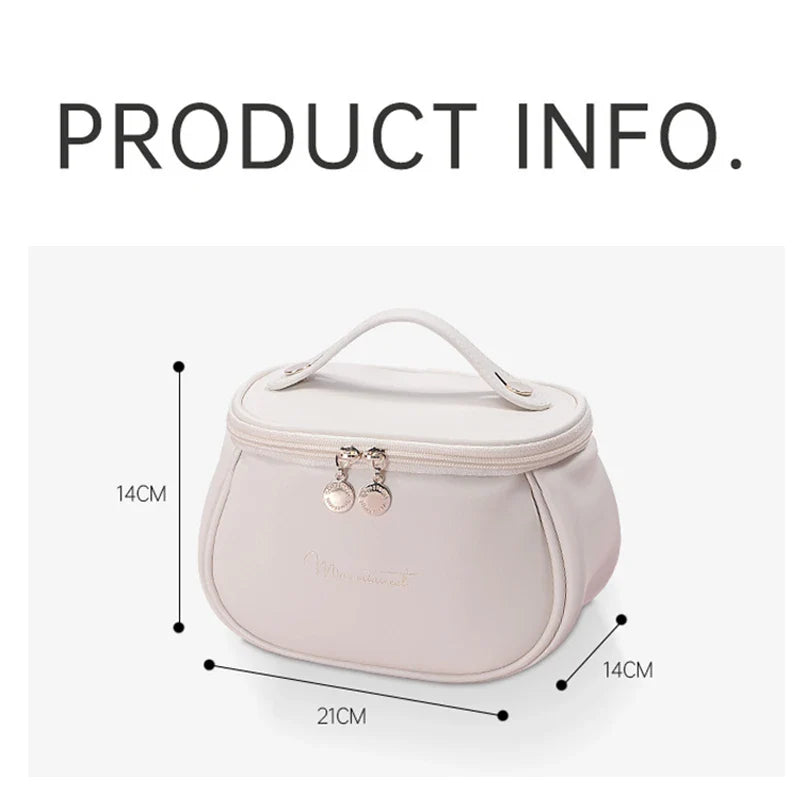 Cute PU Makeup Bag for Women - Waterproof Toiletries Organizer - Travel Make Up Pouch with Large Capacity - Portable Cosmetic Case
