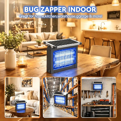 Solar Bug Zapper Outdoor 4500V Mosquito Killer Lamp – Waterproof Electric Fly Trap with Solar Panel Sensor for Garden, Patio & Camping Pest Control Device