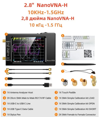 NanoVNA-H4 Spectrum Analyzer – 2.8/4" Vector Network Antenna Analyzer, 10KHz-1.5GHz, MF, HF, VHF, UHF Tuner