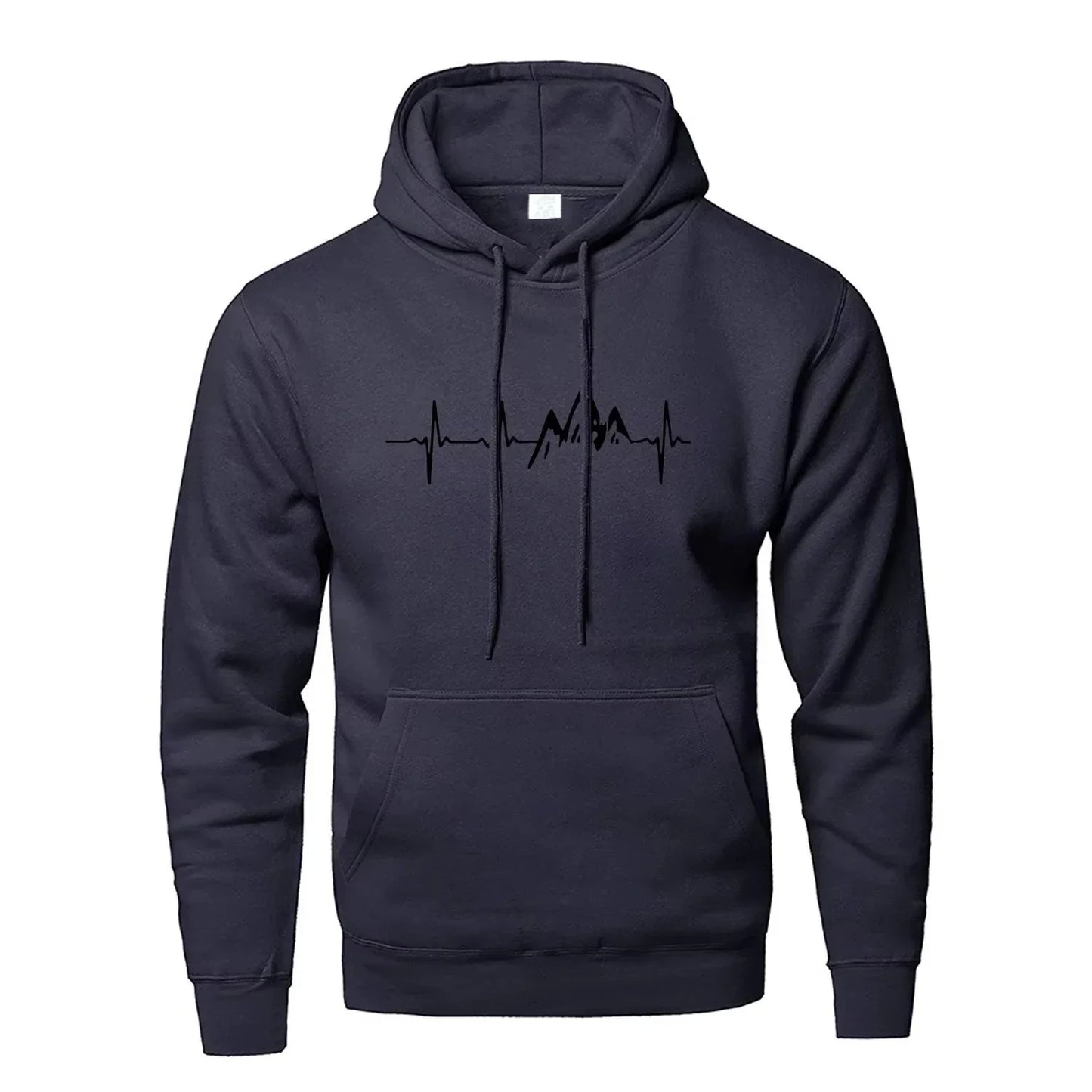 Mountain Heartbeat Hoodie – Teen Sweatshirt, Autumn Long Sleeve Hooded Sportswear in Black & Gray
