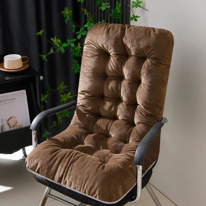 Ultra-Soft Velvet Lounge Chair Cushion – Strap Design Rocking Chair Pad with Anti-Slip Particles for Autumn & Winter Comfort