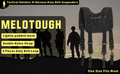Tactical Police Suspenders — Adjustable Duty Belt Harness with 4 Tool Belt Loops for Law Enforcement