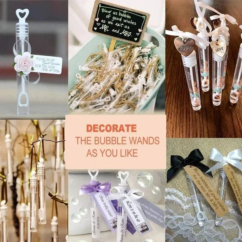 10/100 Mini Love Heart Bubble Soap Bottles - Wedding & Party Favors, Kids Toys, Birthday Decorations