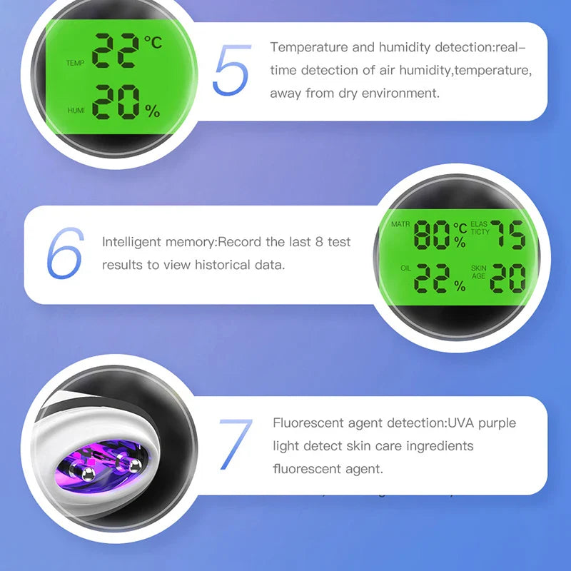 LCD Digital Skin Analyzer Pen — Face Tester for Moisture, Oil & Skin Health with Fluorescent Display
