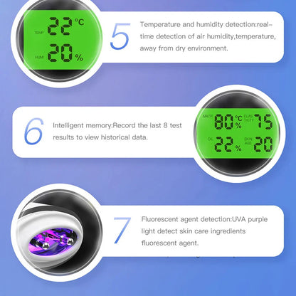 LCD Digital Skin Analyzer Pen — Face Tester for Moisture, Oil & Skin Health with Fluorescent Display