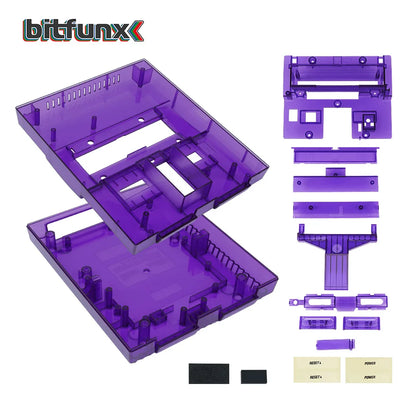 Bitfunx SNES Replacement Shell – Transparent Black Case for Nintendo SNES SFC US Version Retro Gaming Console